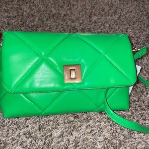 Spring green VEGAN crossbody long strap purse.